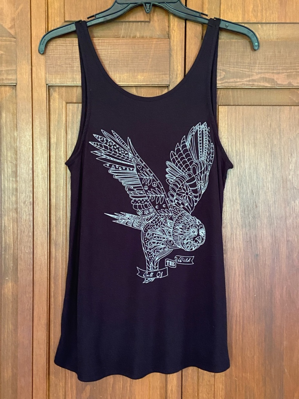 “Call Of The Wild” Black Ribbed Deep V-Neck Tank Top